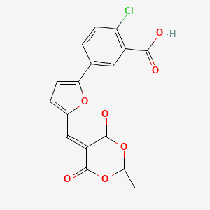 2-Chloro-5-{5-[(2,2-dimethyl-4,6-dioxo-1,3-dioxan-5-ylidene)methyl]furan-2-yl}benzoic acid