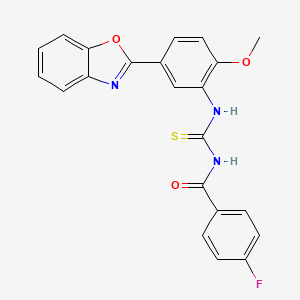 molecular formula C22H16FN3O3S B11642074 N-{[5-(1,3-benzoxazol-2-yl)-2-methoxyphenyl]carbamothioyl}-4-fluorobenzamide 