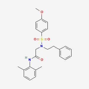 molecular formula C25H28N2O4S B11642080 N-(2,6-Dimethylphenyl)-2-[N-(2-phenylethyl)4-methoxybenzenesulfonamido]acetamide 