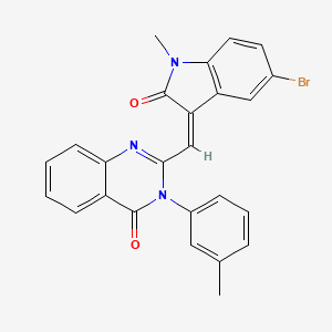 molecular formula C25H18BrN3O2 B11642087 2-[(Z)-(5-bromo-1-methyl-2-oxo-1,2-dihydro-3H-indol-3-ylidene)methyl]-3-(3-methylphenyl)quinazolin-4(3H)-one 