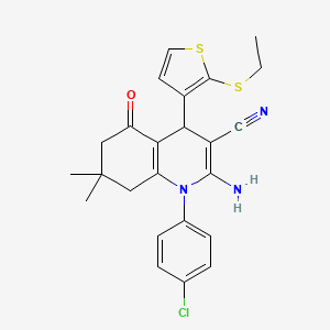 2-Amino-1-(4-chlorophenyl)-4-(2-(ethylthio)thiophen-3-yl)-7,7-dimethyl-5-oxo-1,4,5,6,7,8-hexahydroquinoline-3-carbonitrile