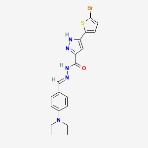 molecular formula C19H20BrN5OS B11642128 5-(5-Bromothiophen-2-yl)-N'-(4-(diethylamino)benzylidene)-1H-pyrazole-3-carbohydrazide CAS No. 302918-14-5