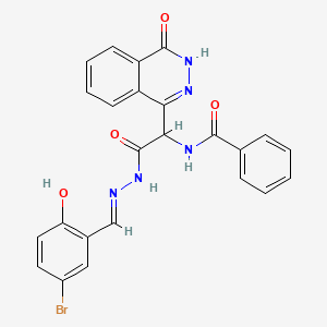 molecular formula C24H18BrN5O4 B11642154 N-{2-[(2E)-2-(5-bromo-2-hydroxybenzylidene)hydrazinyl]-2-oxo-1-(4-oxo-3,4-dihydrophthalazin-1-yl)ethyl}benzamide 