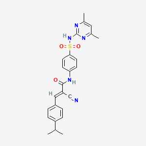 (2E)-2-cyano-N-{4-[(4,6-dimethylpyrimidin-2-yl)sulfamoyl]phenyl}-3-[4-(propan-2-yl)phenyl]prop-2-enamide