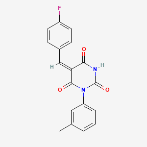 molecular formula C18H13FN2O3 B11642173 (5E)-5-(4-fluorobenzylidene)-1-(3-methylphenyl)pyrimidine-2,4,6(1H,3H,5H)-trione 