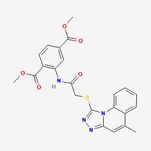 molecular formula C23H20N4O5S B11642175 Dimethyl 2-({[(5-methyl[1,2,4]triazolo[4,3-a]quinolin-1-yl)thio]acetyl}amino)terephthalate 