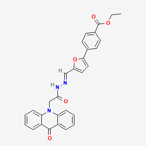 molecular formula C29H23N3O5 B11642198 ethyl 4-{5-[(E)-{2-[(9-oxoacridin-10(9H)-yl)acetyl]hydrazinylidene}methyl]furan-2-yl}benzoate 