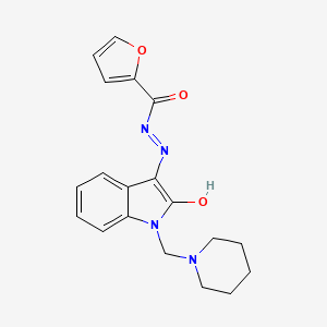 molecular formula C19H20N4O3 B11642203 N'-[(3Z)-2-oxo-1-(piperidin-1-ylmethyl)-1,2-dihydro-3H-indol-3-ylidene]furan-2-carbohydrazide 