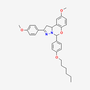 5-[4-(Hexyloxy)phenyl]-9-methoxy-2-(4-methoxyphenyl)-1,10b-dihydropyrazolo[1,5-c][1,3]benzoxazine