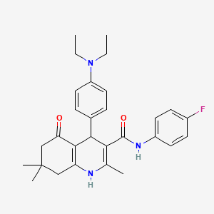 molecular formula C29H34FN3O2 B11642221 4-[4-(diethylamino)phenyl]-N-(4-fluorophenyl)-2,7,7-trimethyl-5-oxo-1,4,5,6,7,8-hexahydro-3-quinolinecarboxamide 