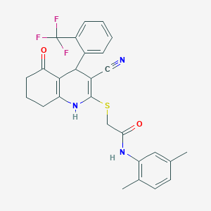 2-({3-cyano-5-oxo-4-[2-(trifluoromethyl)phenyl]-1,4,5,6,7,8-hexahydroquinolin-2-yl}sulfanyl)-N-(2,5-dimethylphenyl)acetamide