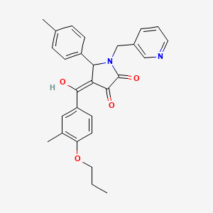 molecular formula C28H28N2O4 B11642249 3-hydroxy-4-(3-methyl-4-propoxybenzoyl)-5-(4-methylphenyl)-1-[(pyridin-3-yl)methyl]-2,5-dihydro-1H-pyrrol-2-one 