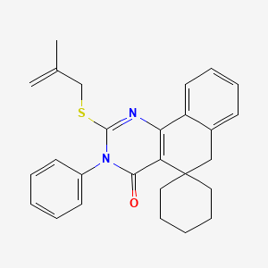 molecular formula C27H28N2OS B11642294 2-[(2-methylprop-2-en-1-yl)sulfanyl]-3-phenyl-3H-spiro[benzo[h]quinazoline-5,1'-cyclohexan]-4(6H)-one 