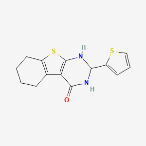 molecular formula C14H14N2OS2 B11642322 2-(thiophen-2-yl)-2,3,5,6,7,8-hexahydro[1]benzothieno[2,3-d]pyrimidin-4(1H)-one 