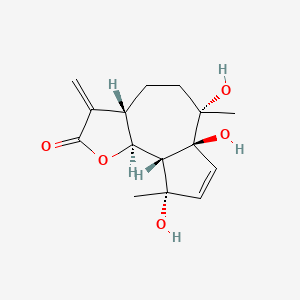 molecular formula C15H20O5 B1164235 1alpha,4beta,10beta-Trihydroxyguaia-2,11(13)-dien-12,6alpha-olide CAS No. 221148-94-3