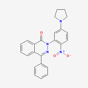 molecular formula C24H20N4O3 B11642366 2-[2-nitro-5-(pyrrolidin-1-yl)phenyl]-4-phenylphthalazin-1(2H)-one 