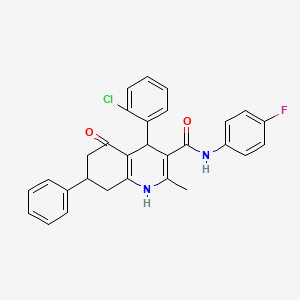 molecular formula C29H24ClFN2O2 B11642380 4-(2-chlorophenyl)-N-(4-fluorophenyl)-2-methyl-5-oxo-7-phenyl-1,4,5,6,7,8-hexahydro-3-quinolinecarboxamide 