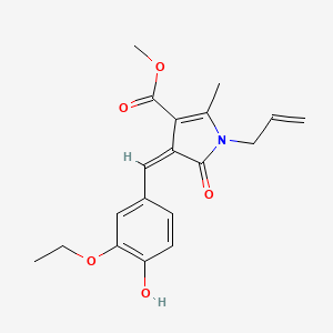 molecular formula C19H21NO5 B11642407 methyl (4Z)-4-(3-ethoxy-4-hydroxybenzylidene)-2-methyl-5-oxo-1-(prop-2-en-1-yl)-4,5-dihydro-1H-pyrrole-3-carboxylate 