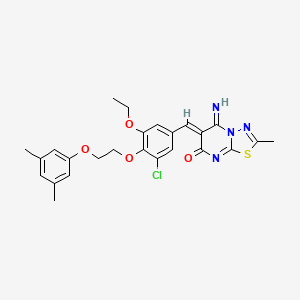 (6Z)-6-{3-chloro-4-[2-(3,5-dimethylphenoxy)ethoxy]-5-ethoxybenzylidene}-5-imino-2-methyl-5,6-dihydro-7H-[1,3,4]thiadiazolo[3,2-a]pyrimidin-7-one