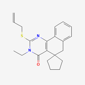 molecular formula C21H24N2OS B11642426 3-ethyl-2-(prop-2-en-1-ylsulfanyl)-3H-spiro[benzo[h]quinazoline-5,1'-cyclopentan]-4(6H)-one 