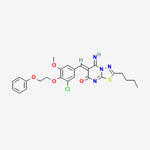 (6Z)-2-butyl-6-[3-chloro-5-methoxy-4-(2-phenoxyethoxy)benzylidene]-5-imino-5,6-dihydro-7H-[1,3,4]thiadiazolo[3,2-a]pyrimidin-7-one