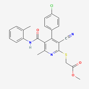 [4-(4-Chloro-phenyl)-3-cyano-6-methyl-5-o-tolylcarbamoyl-pyridin-2-ylsulfanyl]-acetic acid methyl ester