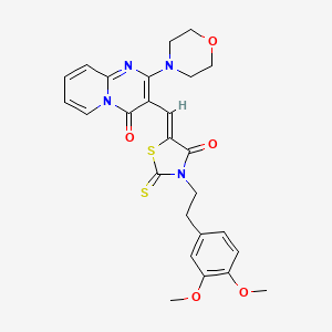 3-((Z)-{3-[2-(3,4-dimethoxyphenyl)ethyl]-4-oxo-2-thioxo-1,3-thiazolidin-5-ylidene}methyl)-2-morpholin-4-yl-4H-pyrido[1,2-a]pyrimidin-4-one