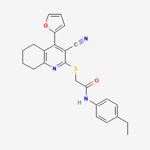 molecular formula C24H23N3O2S B11642464 2-{[3-cyano-4-(furan-2-yl)-5,6,7,8-tetrahydroquinolin-2-yl]sulfanyl}-N-(4-ethylphenyl)acetamide 