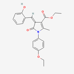 molecular formula C23H23NO5 B11642468 ethyl (4Z)-1-(4-ethoxyphenyl)-4-(2-hydroxybenzylidene)-2-methyl-5-oxo-4,5-dihydro-1H-pyrrole-3-carboxylate 