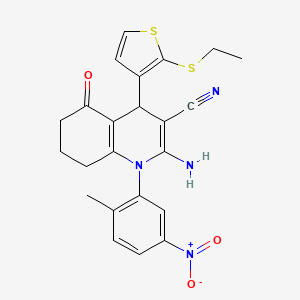 2-Amino-4-(2-(ethylthio)thiophen-3-yl)-1-(2-methyl-5-nitrophenyl)-5-oxo-1,4,5,6,7,8-hexahydroquinoline-3-carbonitrile