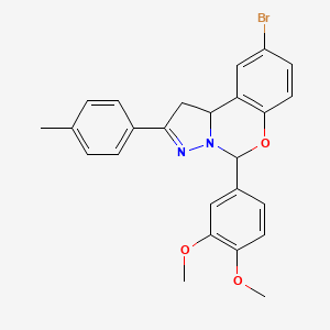 molecular formula C25H23BrN2O3 B11642504 9-Bromo-5-(3,4-dimethoxyphenyl)-2-(4-methylphenyl)-1,10b-dihydropyrazolo[1,5-c][1,3]benzoxazine 