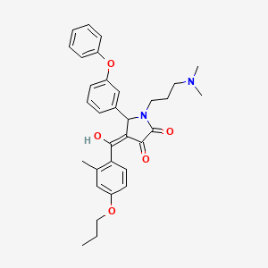 molecular formula C32H36N2O5 B11642516 1-[3-(dimethylamino)propyl]-3-hydroxy-4-[(2-methyl-4-propoxyphenyl)carbonyl]-5-(3-phenoxyphenyl)-1,5-dihydro-2H-pyrrol-2-one 