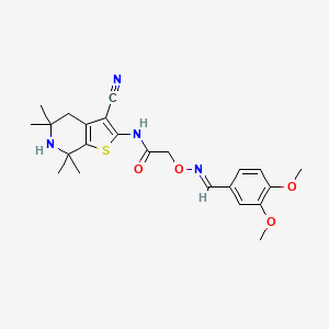 N-(3-cyano-5,5,7,7-tetramethyl-4,5,6,7-tetrahydrothieno[2,3-c]pyridin-2-yl)-2-({[(E)-(3,4-dimethoxyphenyl)methylidene]amino}oxy)acetamide