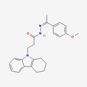 molecular formula C24H27N3O2 B11642525 N'-[(1Z)-1-(4-methoxyphenyl)ethylidene]-3-(1,2,3,4-tetrahydro-9H-carbazol-9-yl)propanehydrazide 