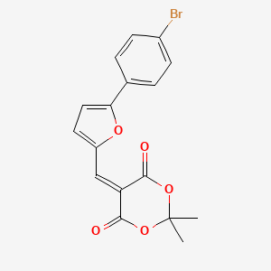 molecular formula C17H13BrO5 B11642532 5-{[5-(4-Bromophenyl)furan-2-yl]methylidene}-2,2-dimethyl-1,3-dioxane-4,6-dione 