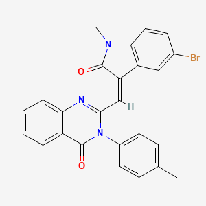 molecular formula C25H18BrN3O2 B11642558 2-[(Z)-(5-bromo-1-methyl-2-oxo-1,2-dihydro-3H-indol-3-ylidene)methyl]-3-(4-methylphenyl)quinazolin-4(3H)-one 