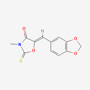 molecular formula C12H9NO4S B11642562 (5Z)-5-(1,3-benzodioxol-5-ylmethylidene)-3-methyl-2-thioxo-1,3-oxazolidin-4-one 