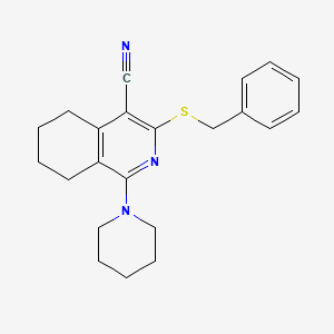 molecular formula C22H25N3S B11642569 3-(Benzylsulfanyl)-1-(piperidin-1-yl)-5,6,7,8-tetrahydroisoquinoline-4-carbonitrile 