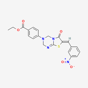 molecular formula C21H18N4O5S B11642574 ethyl 4-[(7Z)-7-(3-nitrobenzylidene)-6-oxo-6,7-dihydro-2H-[1,3]thiazolo[3,2-a][1,3,5]triazin-3(4H)-yl]benzoate 