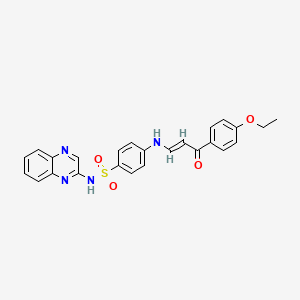 molecular formula C25H22N4O4S B11642576 4-{[(1E)-3-(4-ethoxyphenyl)-3-oxoprop-1-en-1-yl]amino}-N-(quinoxalin-2-yl)benzenesulfonamide 