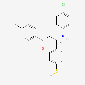 molecular formula C23H22ClNOS B11642581 3-[(4-Chlorophenyl)amino]-1-(4-methylphenyl)-3-[4-(methylsulfanyl)phenyl]propan-1-one 