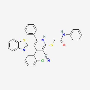 2-{[5-(1,3-benzothiazol-2-yl)-4-(2-chlorophenyl)-3-cyano-6-phenyl-1,4-dihydropyridin-2-yl]sulfanyl}-N-phenylacetamide