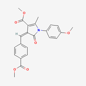 molecular formula C23H21NO6 B11642628 methyl (4Z)-4-[4-(methoxycarbonyl)benzylidene]-1-(4-methoxyphenyl)-2-methyl-5-oxo-4,5-dihydro-1H-pyrrole-3-carboxylate 