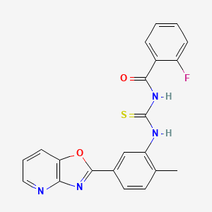 molecular formula C21H15FN4O2S B11642641 2-fluoro-N-{[2-methyl-5-([1,3]oxazolo[4,5-b]pyridin-2-yl)phenyl]carbamothioyl}benzamide 