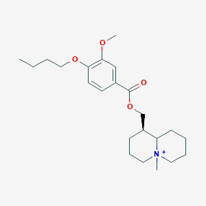 molecular formula C23H36NO4+ B11642645 1-[(4-Butoxy-3-methoxybenzoyloxy)methyl]-5-methyl-decahydroquinolizin-5-ium 