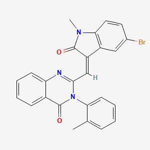 molecular formula C25H18BrN3O2 B11642649 2-[(Z)-(5-bromo-1-methyl-2-oxo-1,2-dihydro-3H-indol-3-ylidene)methyl]-3-(2-methylphenyl)quinazolin-4(3H)-one 