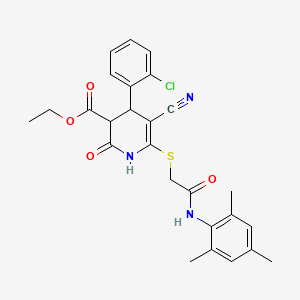 molecular formula C26H26ClN3O4S B11642660 Ethyl 4-(2-chlorophenyl)-5-cyano-2-oxo-6-({2-oxo-2-[(2,4,6-trimethylphenyl)amino]ethyl}sulfanyl)-1,2,3,4-tetrahydropyridine-3-carboxylate 