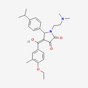 molecular formula C27H34N2O4 B11642678 1-[2-(dimethylamino)ethyl]-4-(4-ethoxy-3-methylbenzoyl)-3-hydroxy-5-[4-(propan-2-yl)phenyl]-2,5-dihydro-1H-pyrrol-2-one 