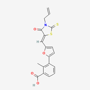 2-methyl-3-(5-{(Z)-[4-oxo-3-(prop-2-en-1-yl)-2-thioxo-1,3-thiazolidin-5-ylidene]methyl}furan-2-yl)benzoic acid