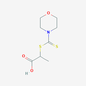 molecular formula C8H13NO3S2 B11642714 Propanoic acid, 2-[(4-morpholinylthioxomethyl)thio]- CAS No. 53278-45-8